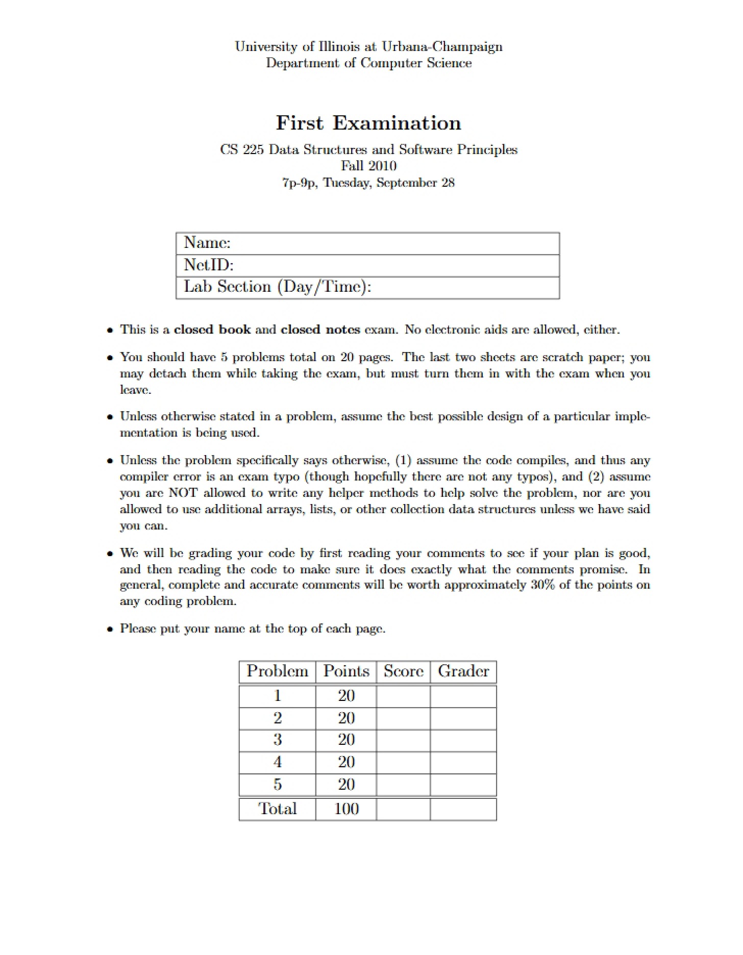 Midterm 1 (Fall 10)