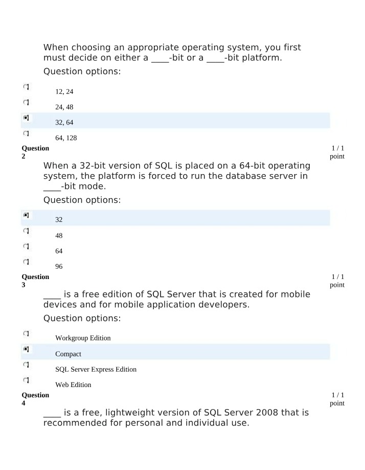 Quiz on SQL Server 2000