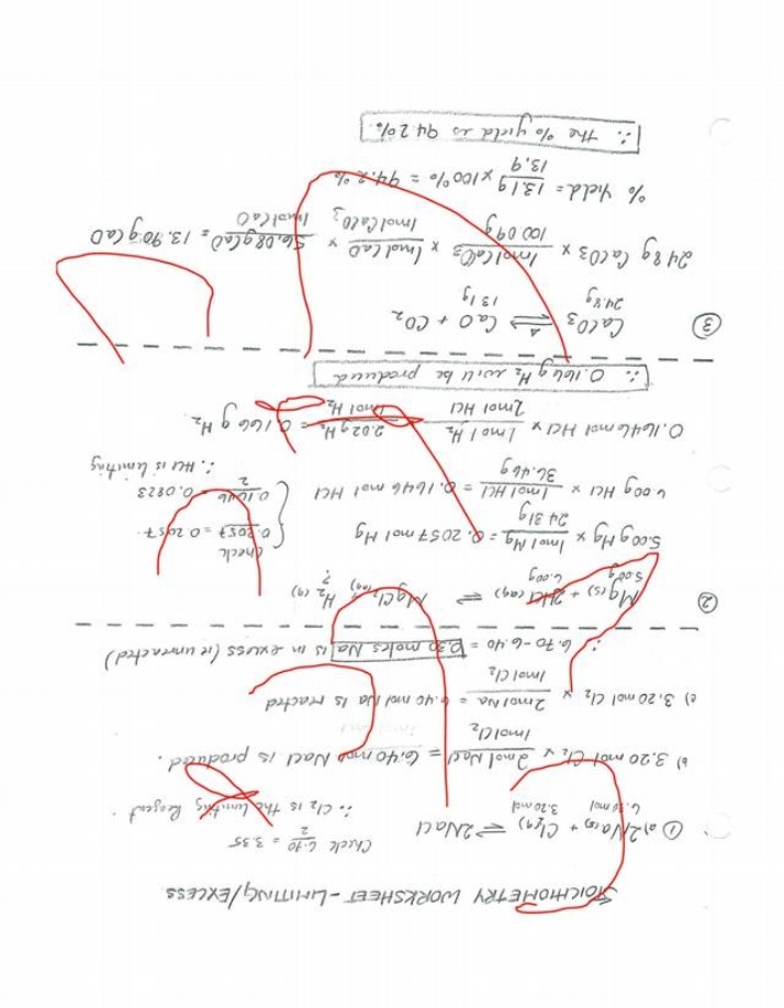 Limiting-Excess Stoichiometry Worksheet