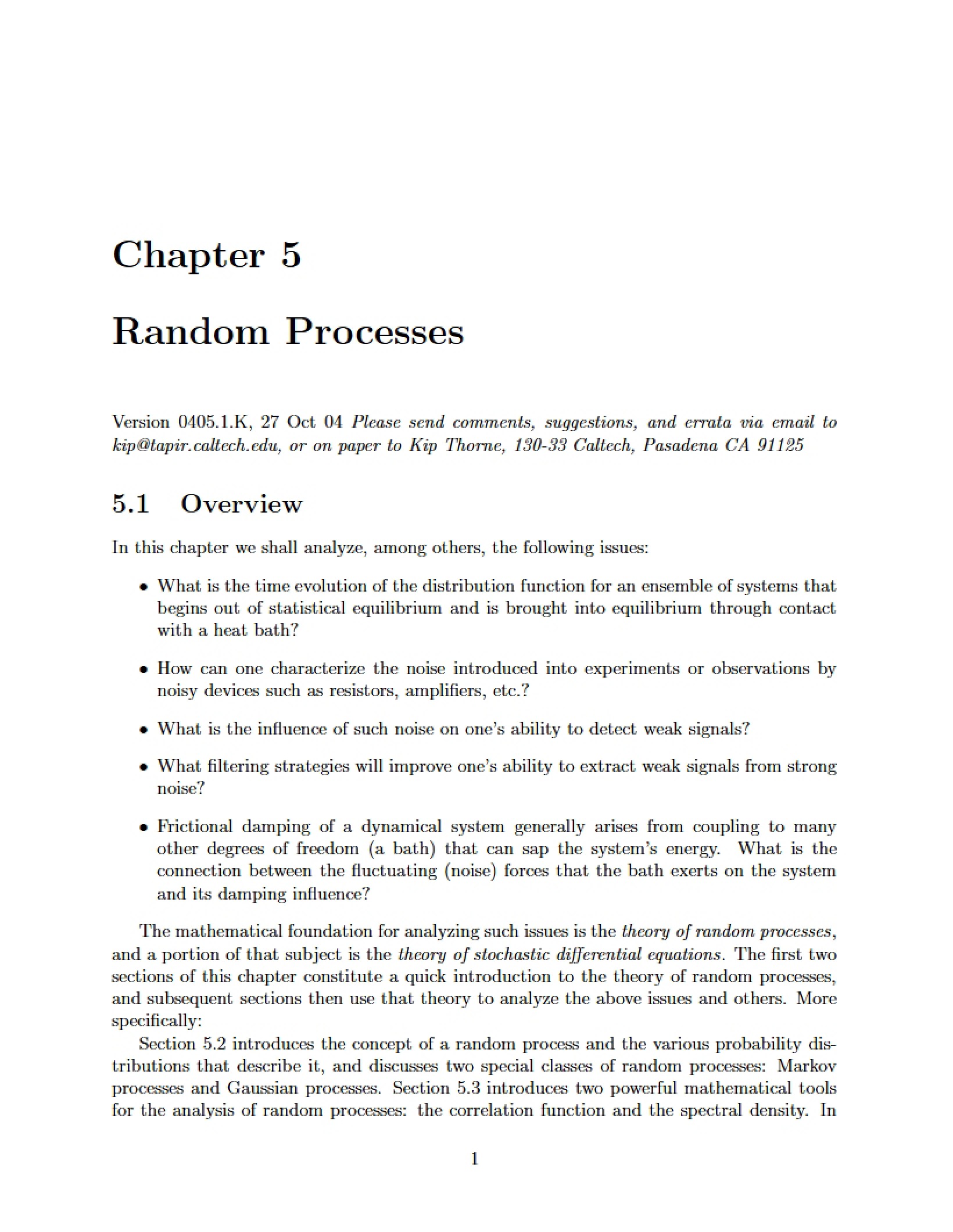Stochastic Processes