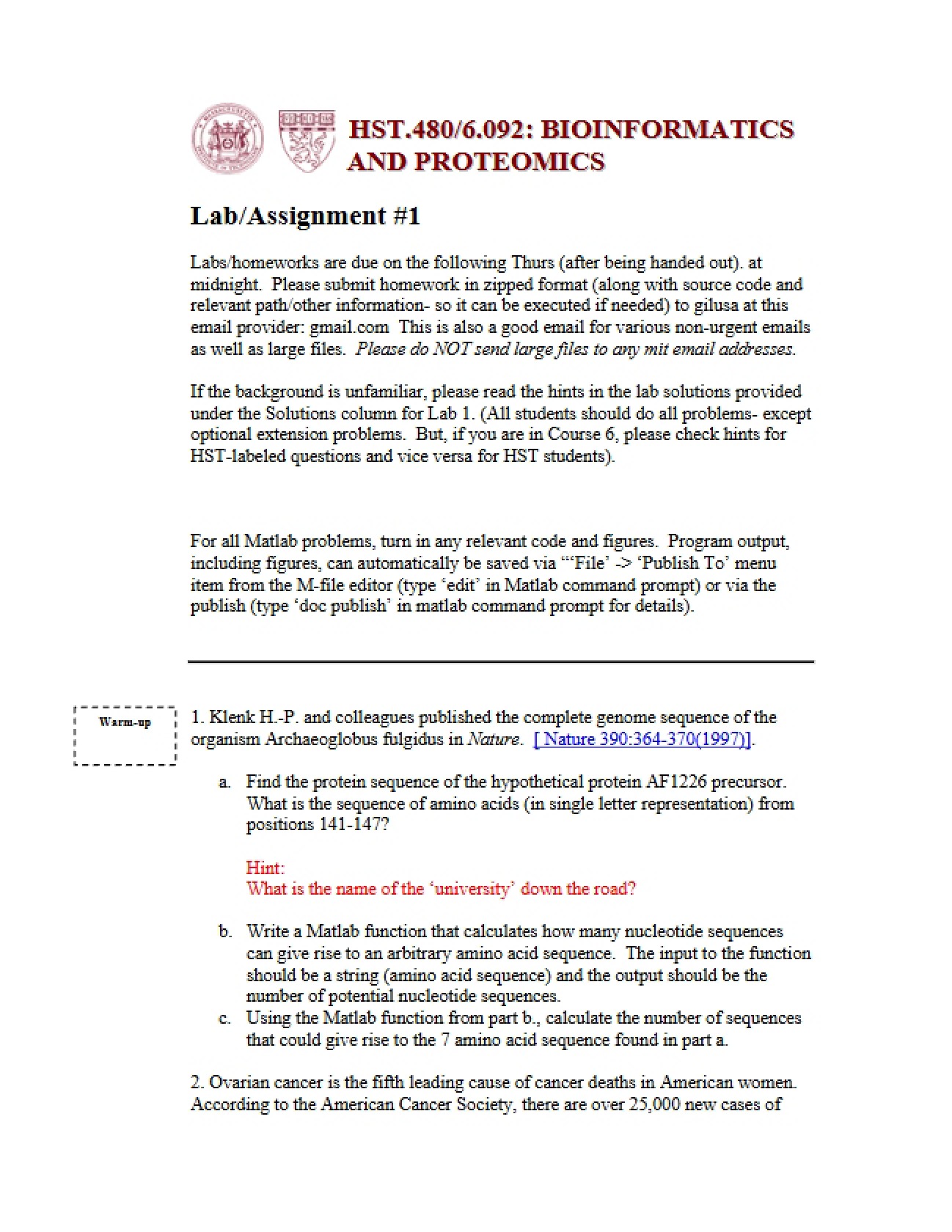 Proteomics and Ioinformatics Assignment