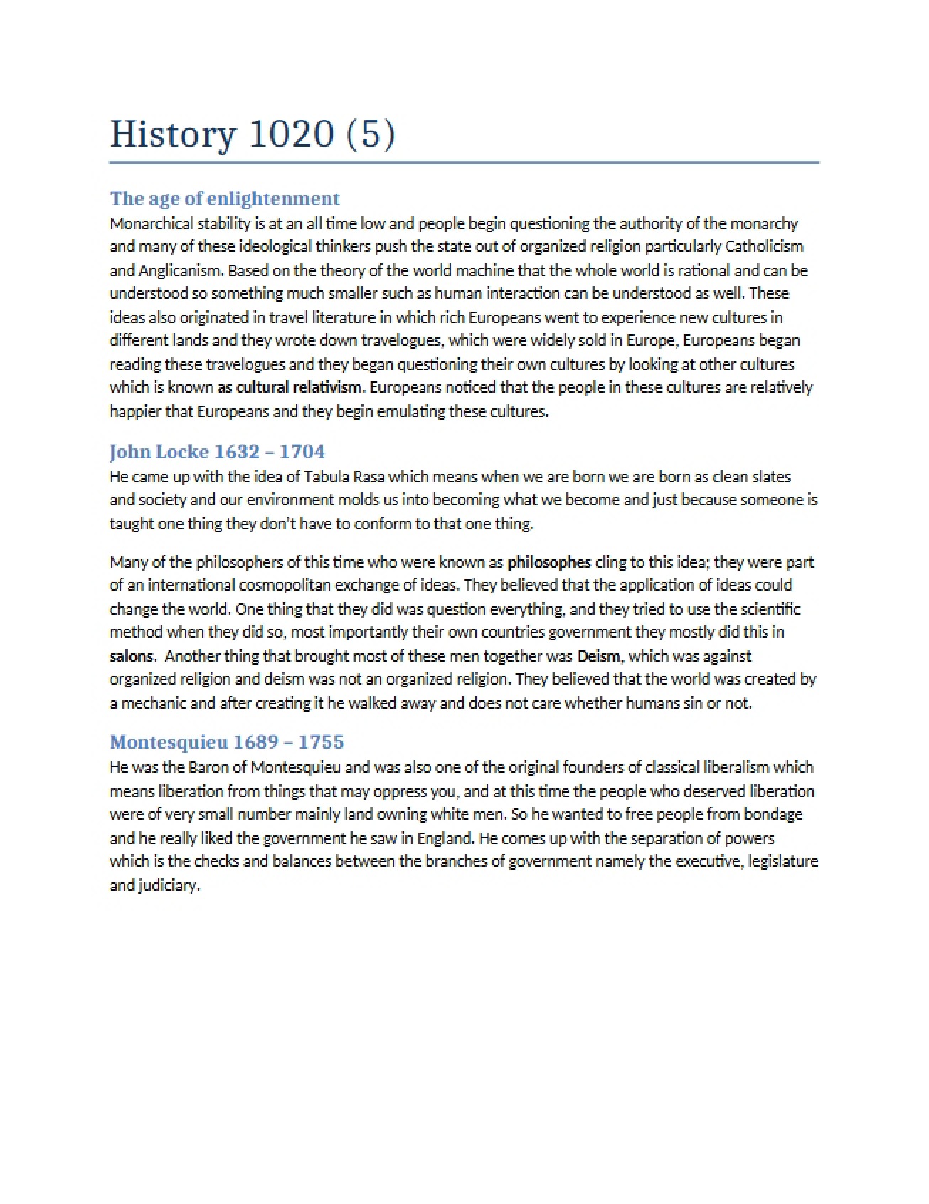Summary of European History from 1600