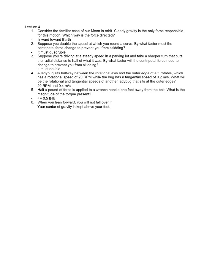 PHY110 Lecture 4