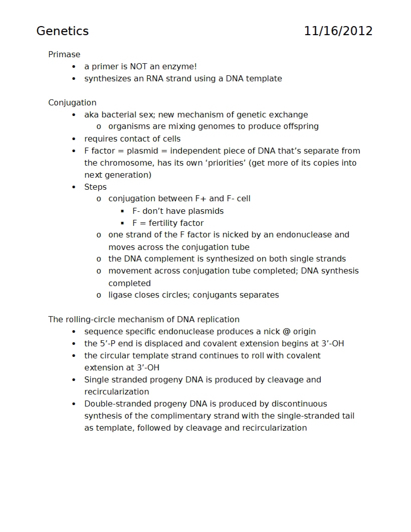 Genetics Lecture Material