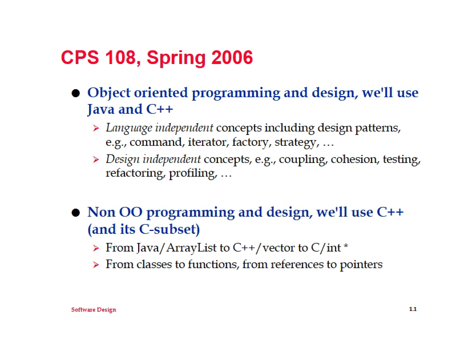 Software Implementation Notes