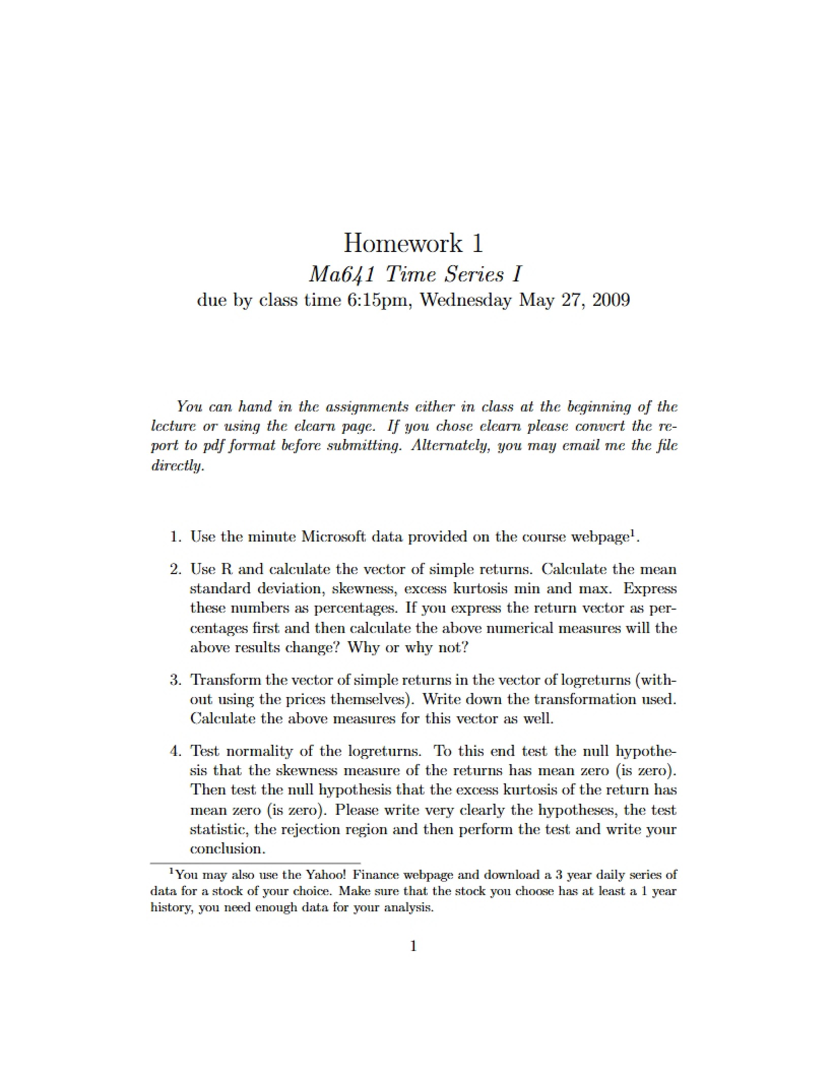 Homework One