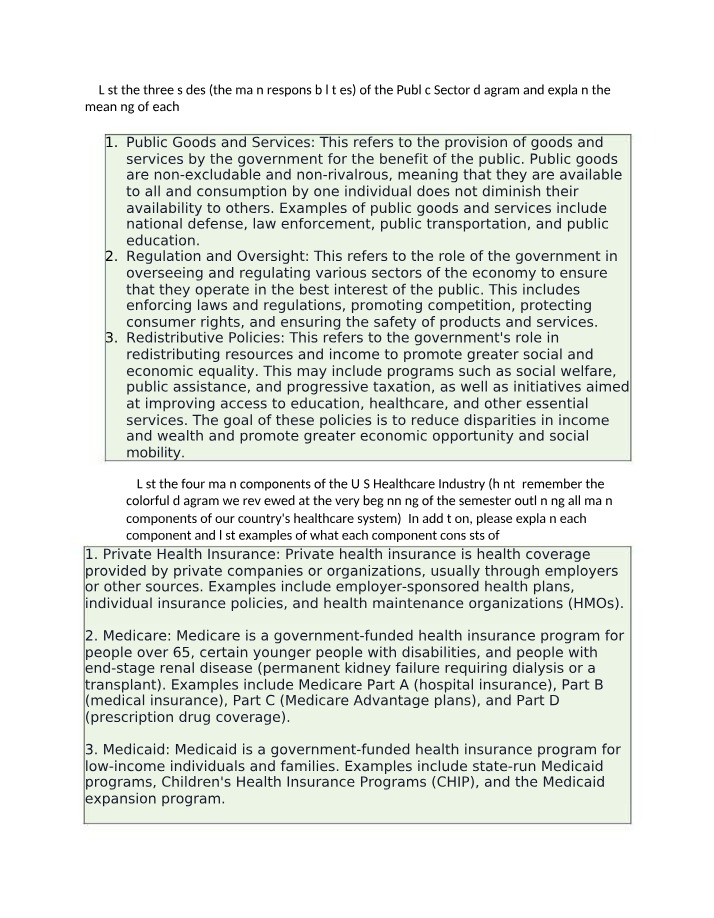 Public Sector Responsibilities and Impact