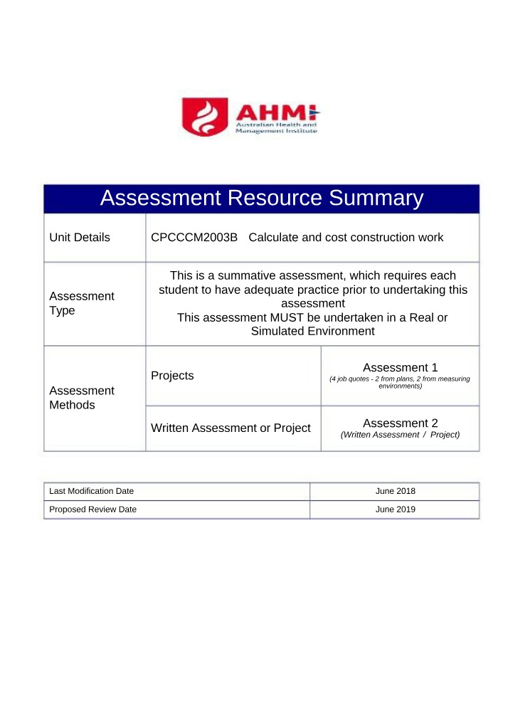 Work Book for CPCCCM2003B
