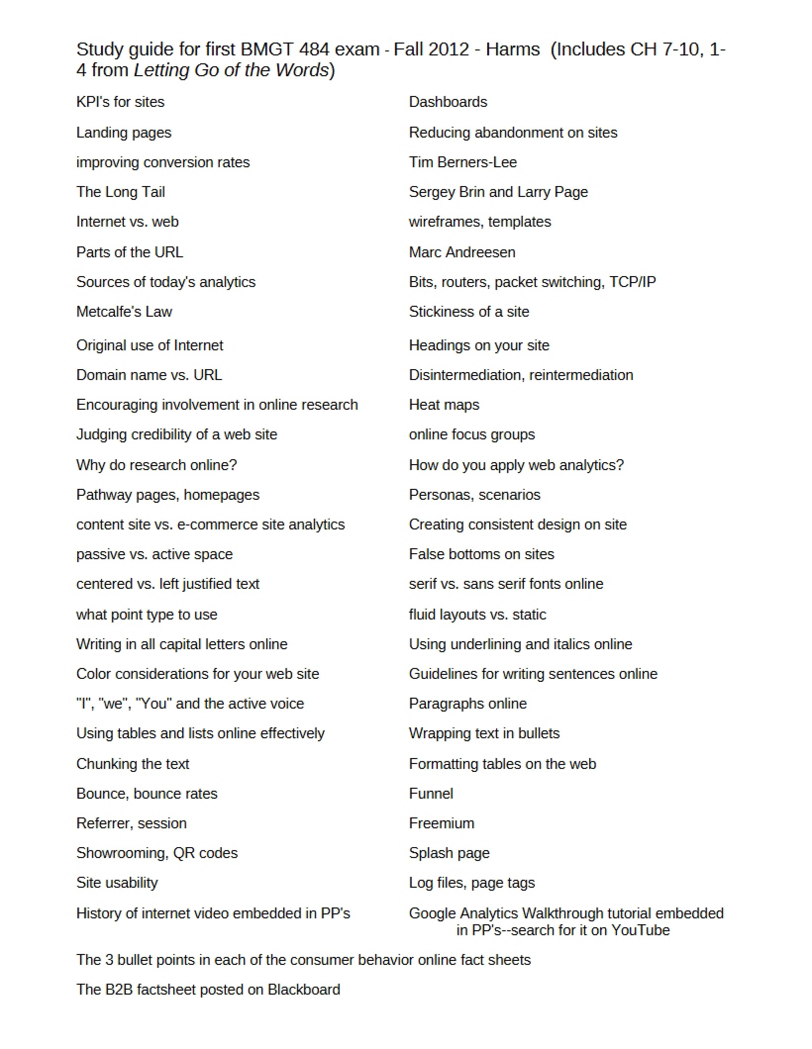 Course Study Guide