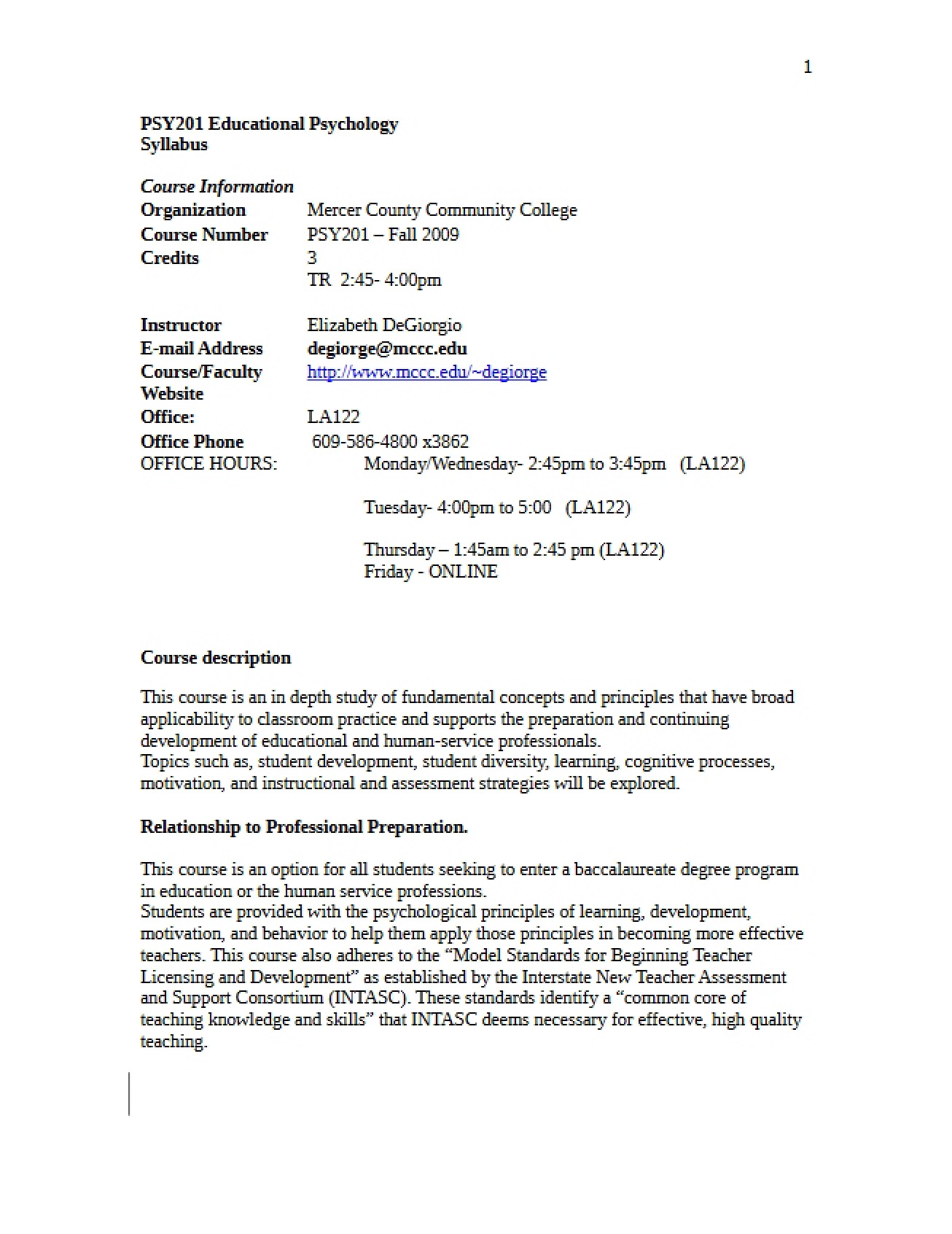 Syllabus for Educational Psychology