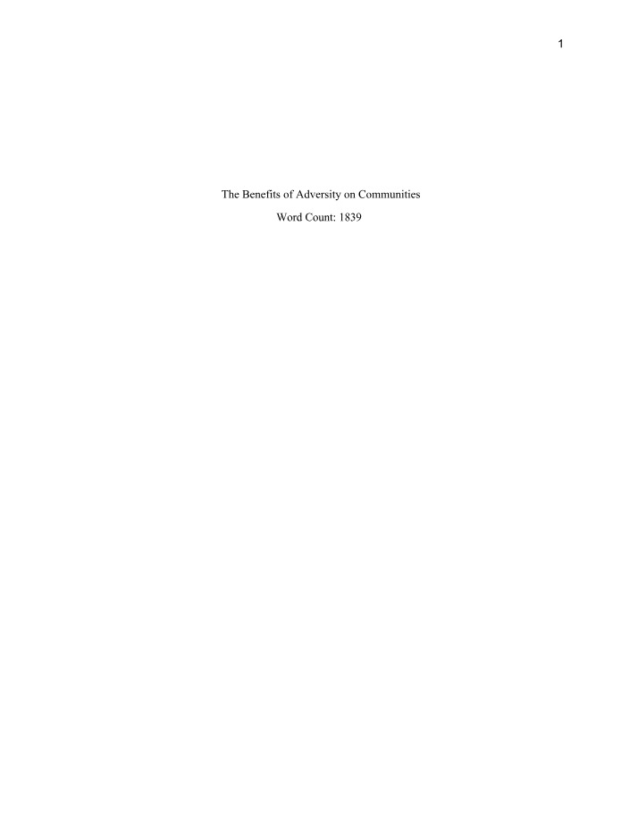 Community Economic Development - The Benefits of Adversity