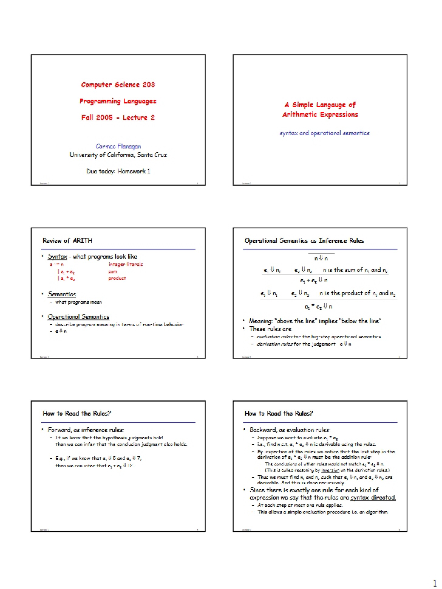 Notes for Second Lecture