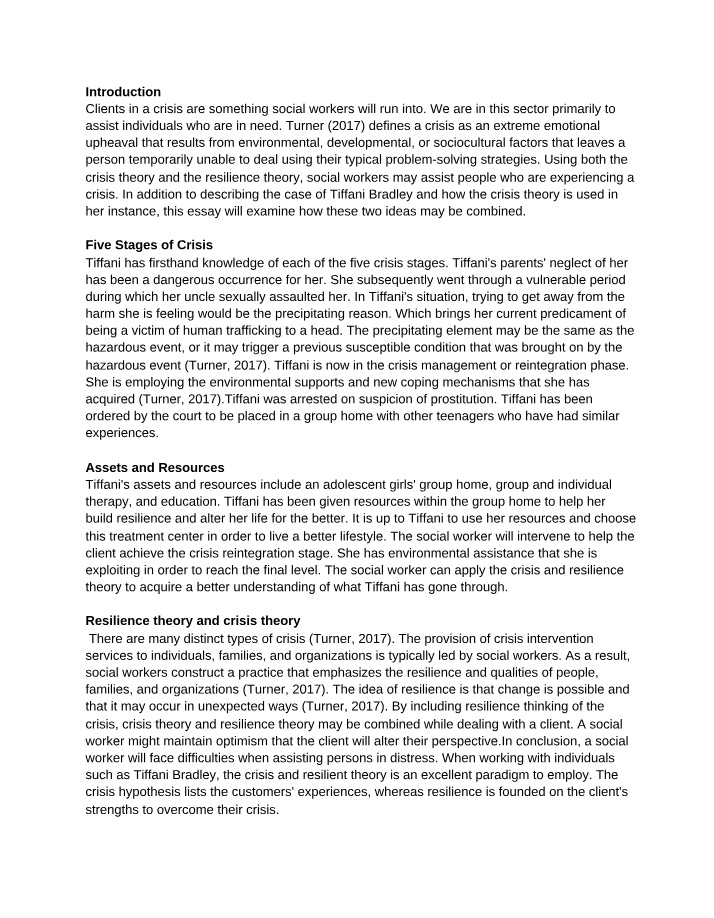 Combining Resilience Theory and Crisis Theory