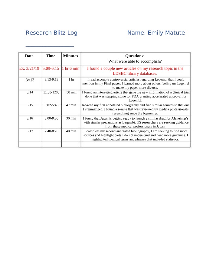 Log for Research Blitz