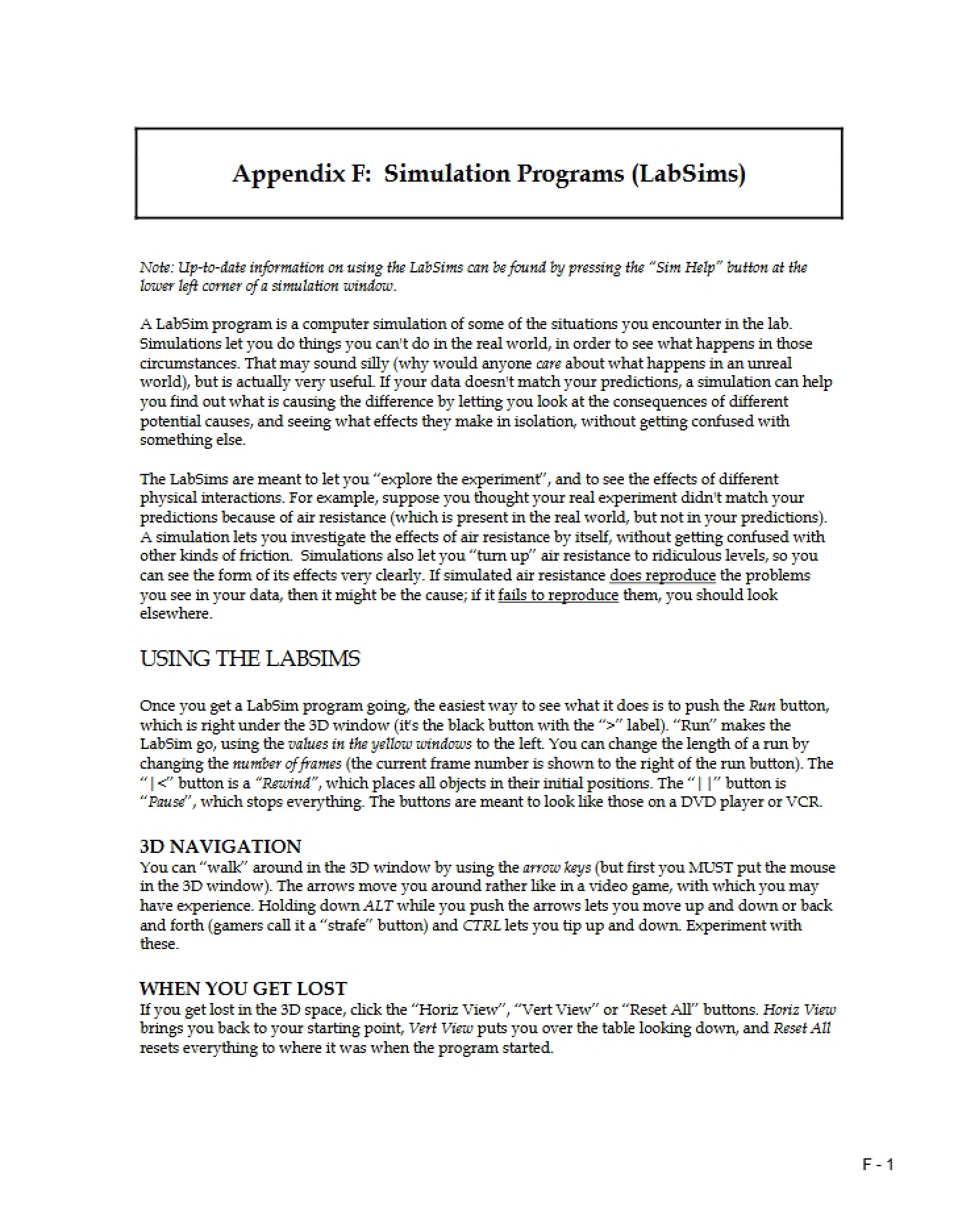 Programs for Simulation