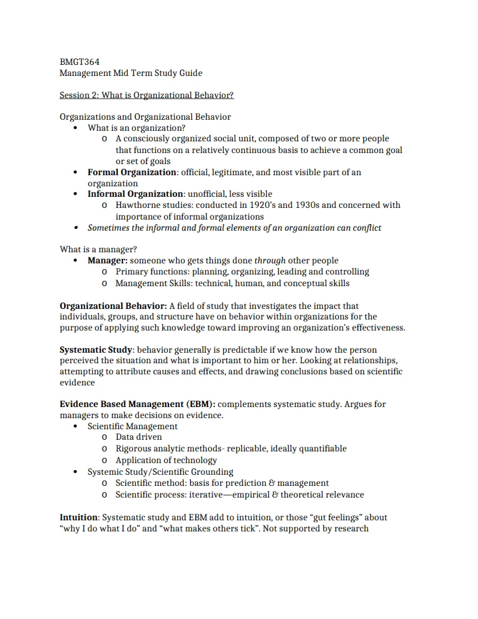 What is Organizational Behavior (Session 2)