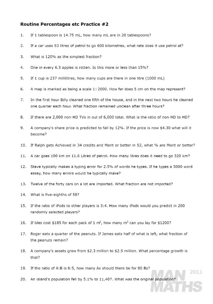 Percentages, Ratios, and Fractions Explained - Practice 2