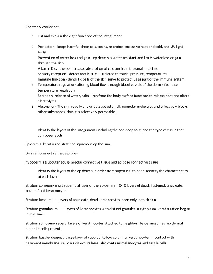 Worksheet for Chapter 6
