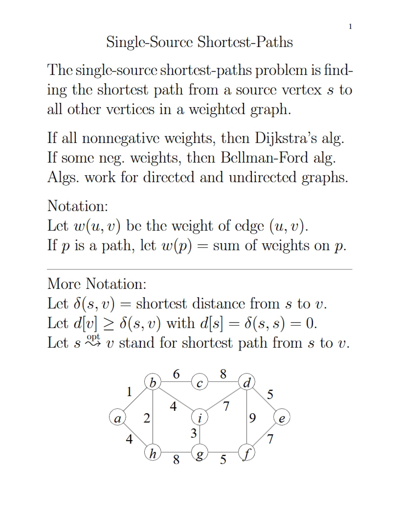 Shortest Paths from Single Source