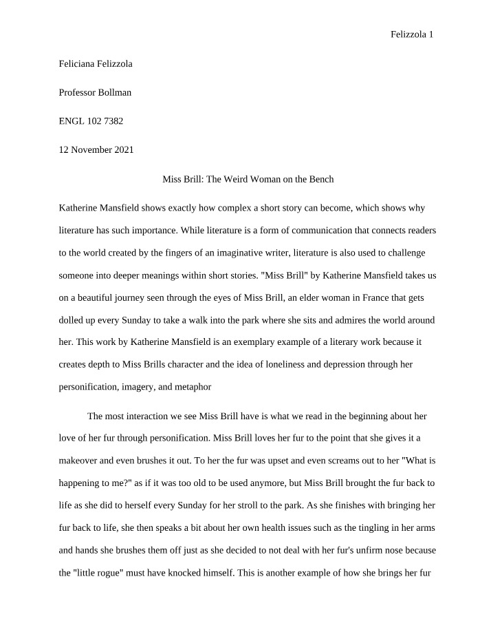 Analysis of Miss Brill