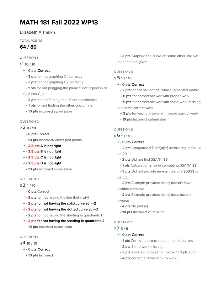 WP13 Assignment - MATH 181 Fall 2022