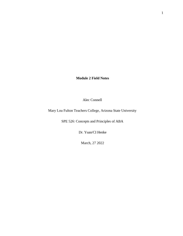 Field Notes for Module 2