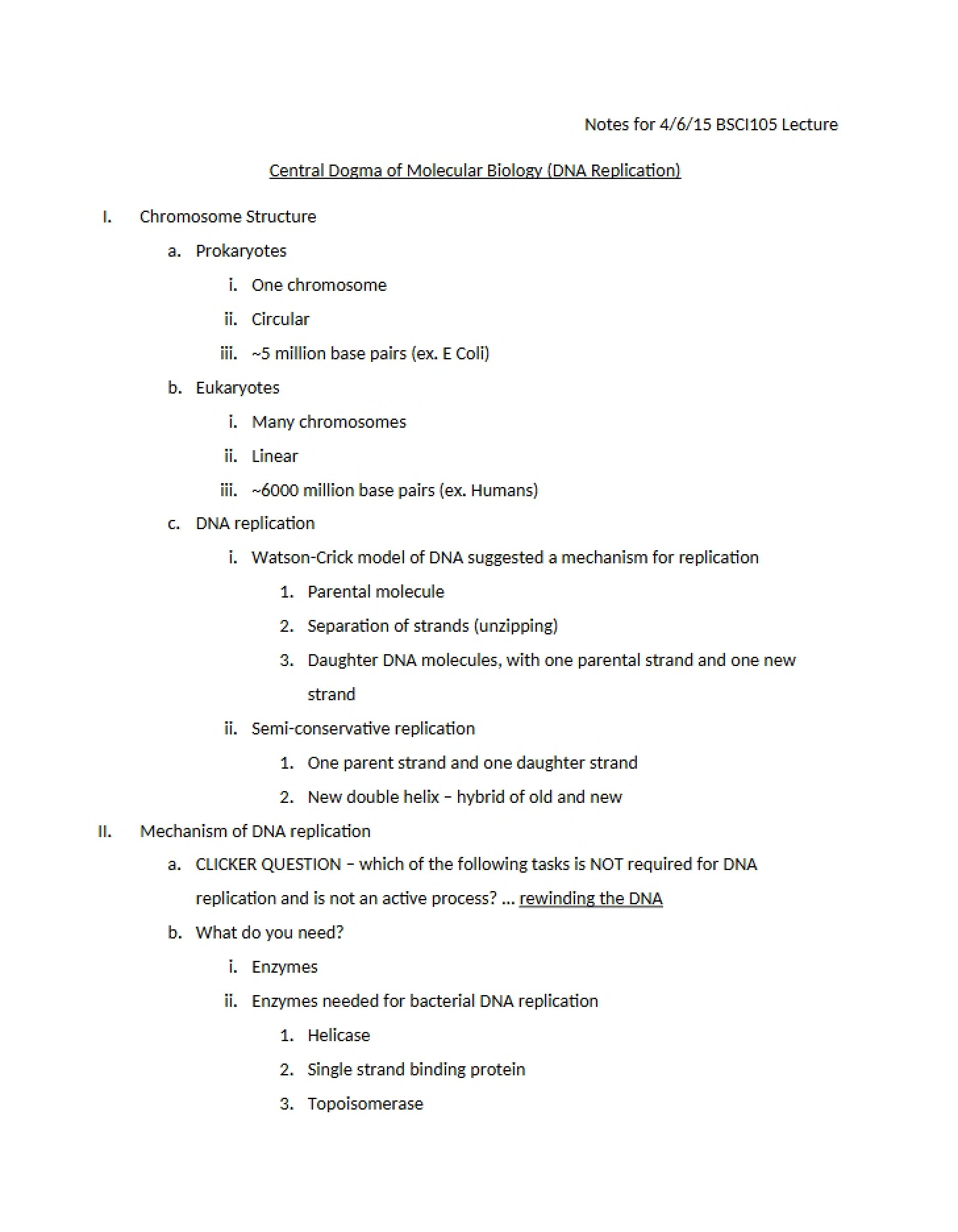 Central Dogma DNA Replication