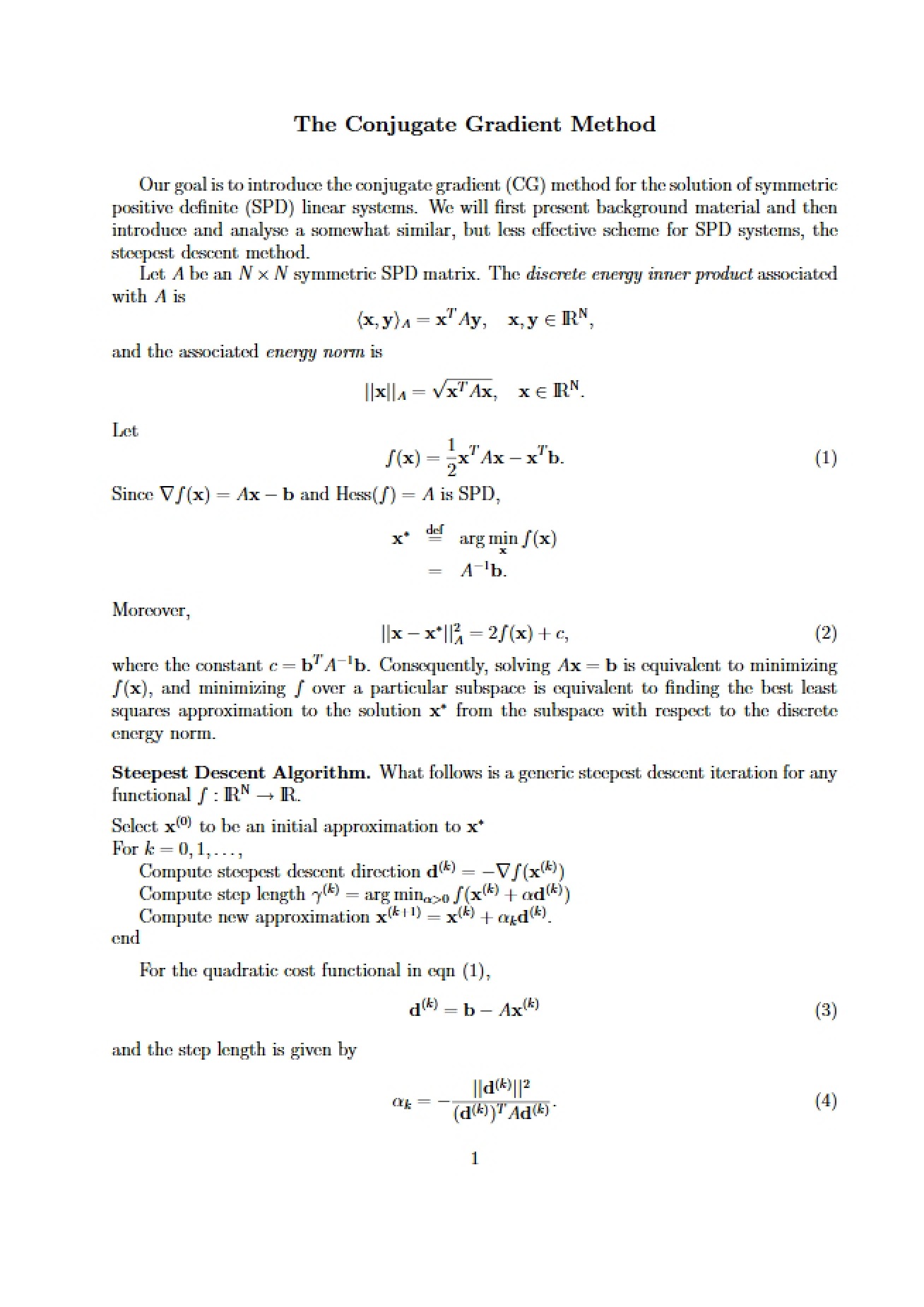 Method of Conjugate Gradient