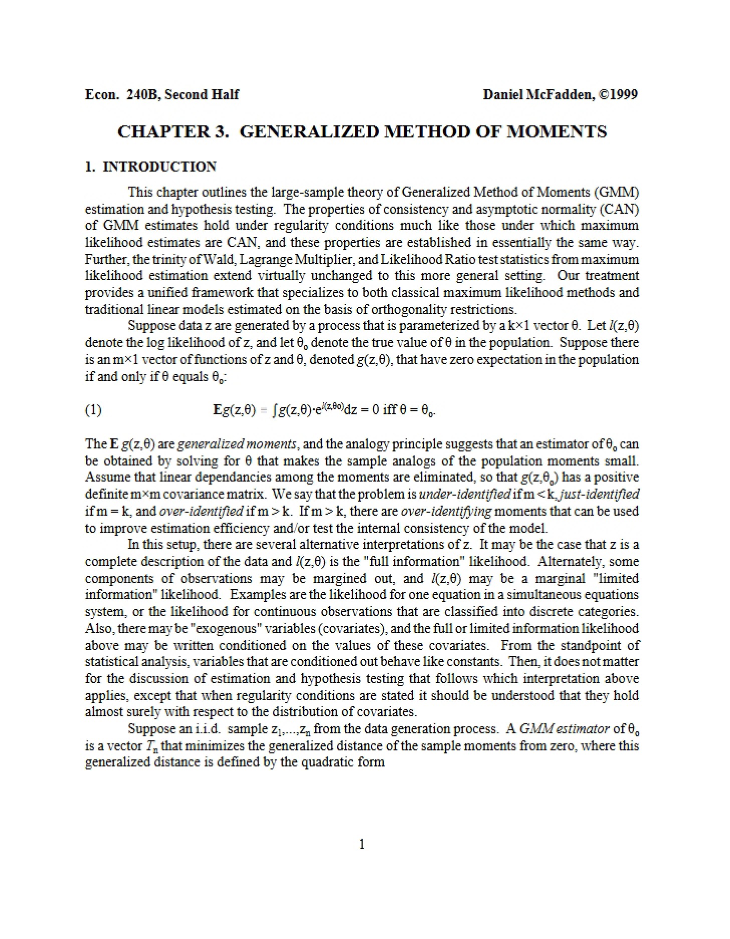 Moments Generalized Method