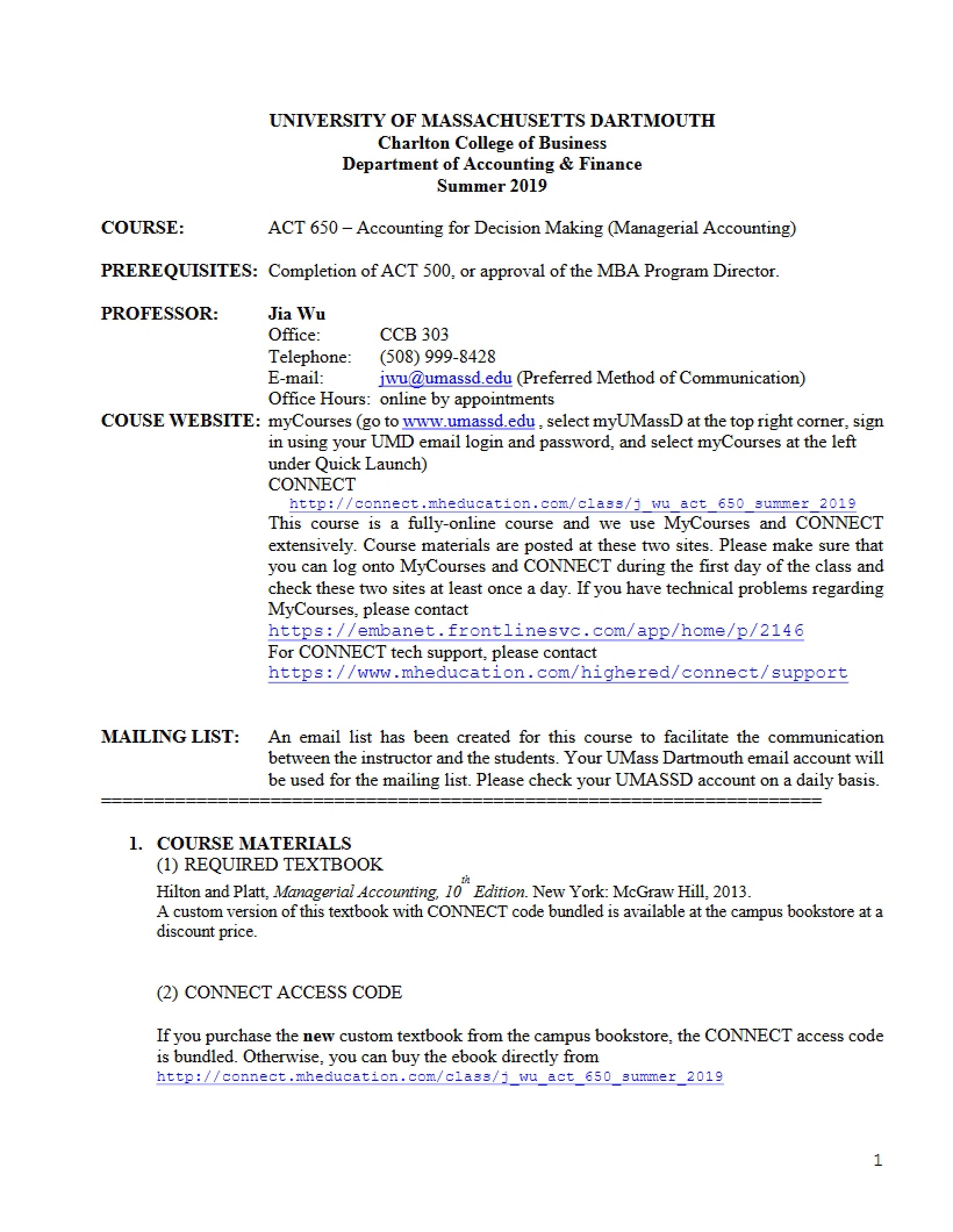 Accounting For Decision Making Syllabus