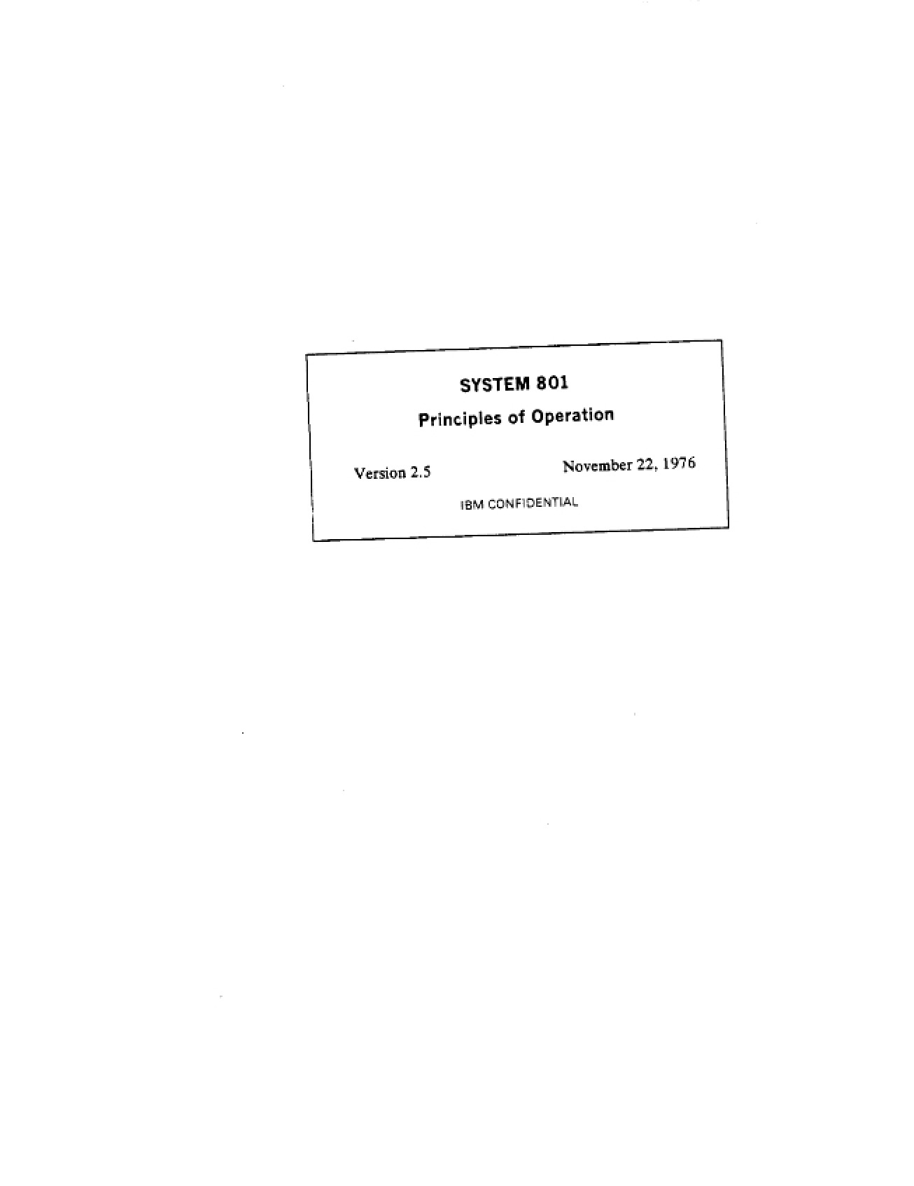 Principles of Operation for System801