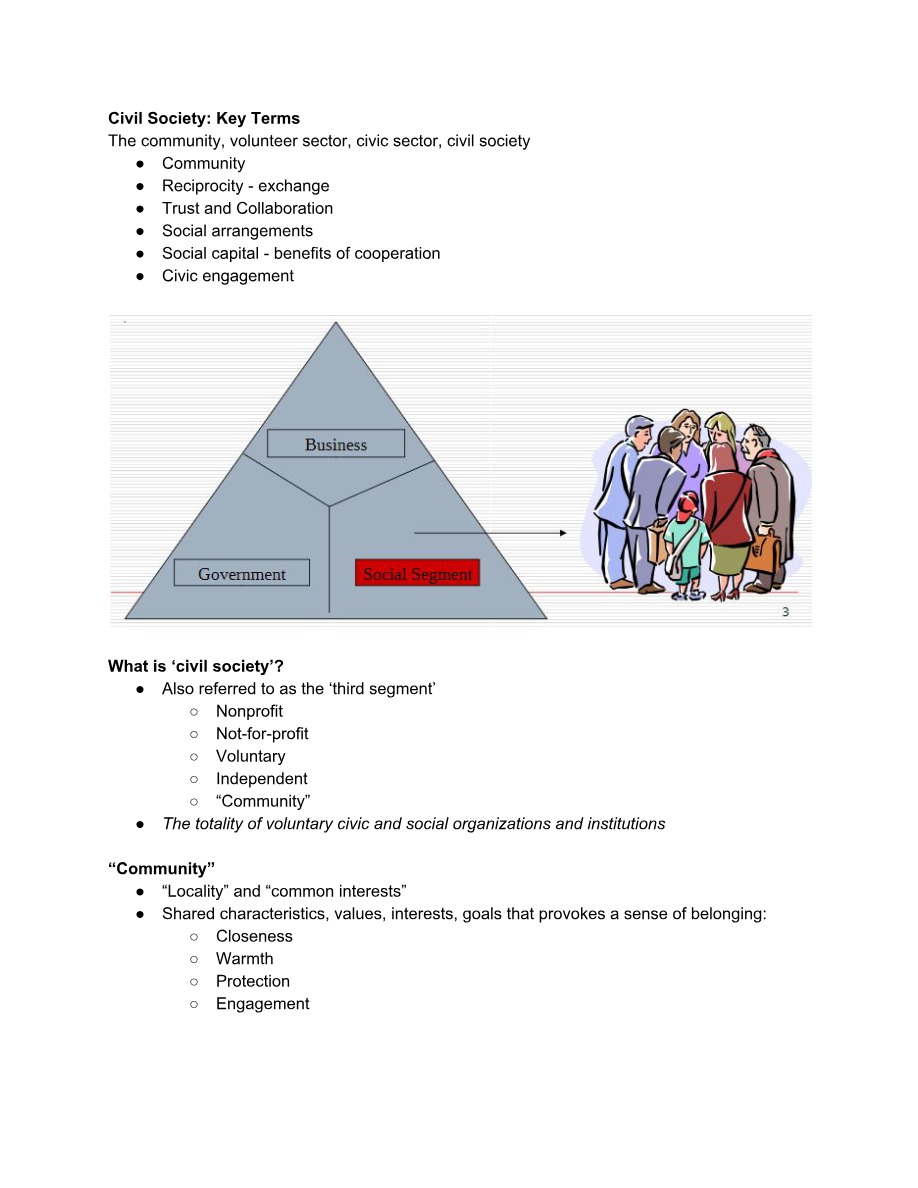 Key Terms in Civil Society