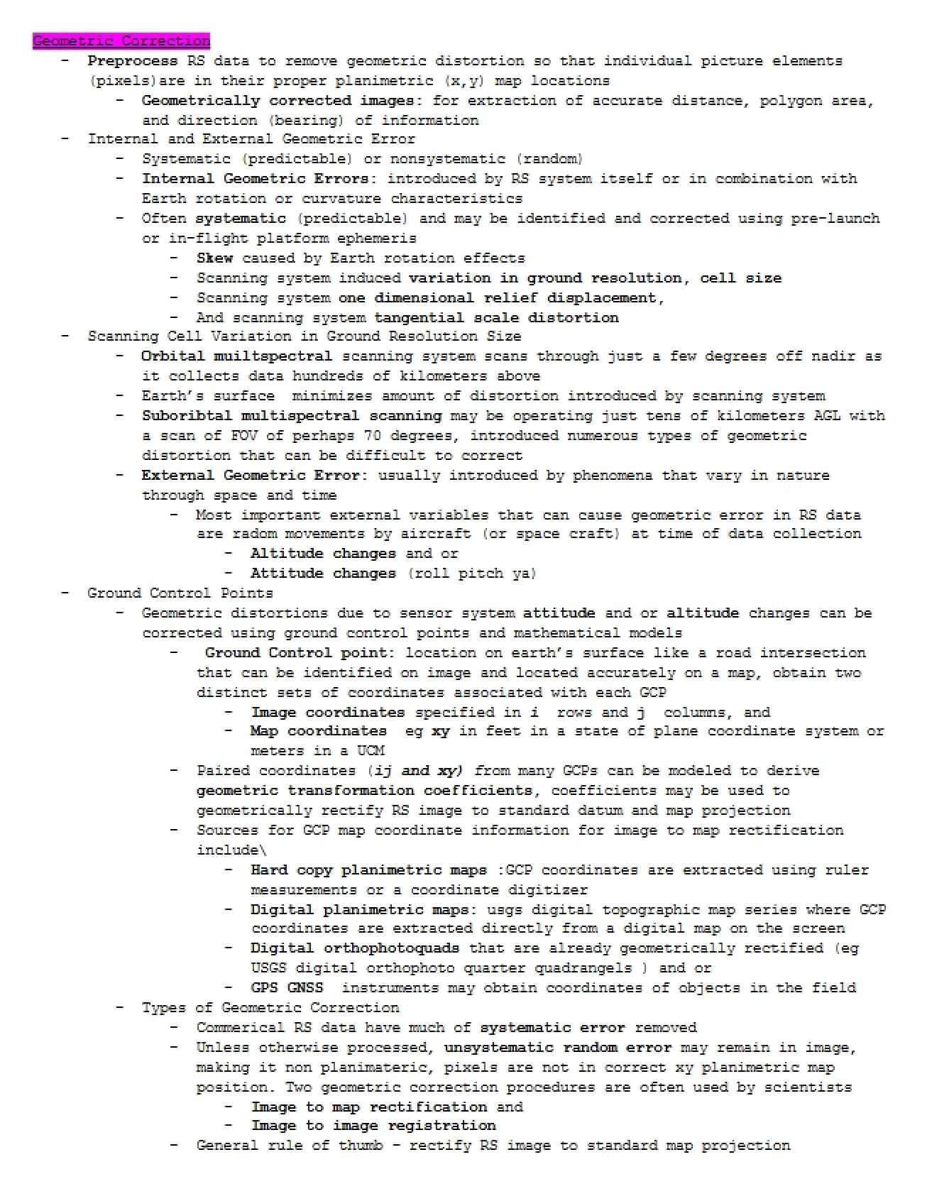 Final Exam Study Guide for Remote Sensing of the Geosciences