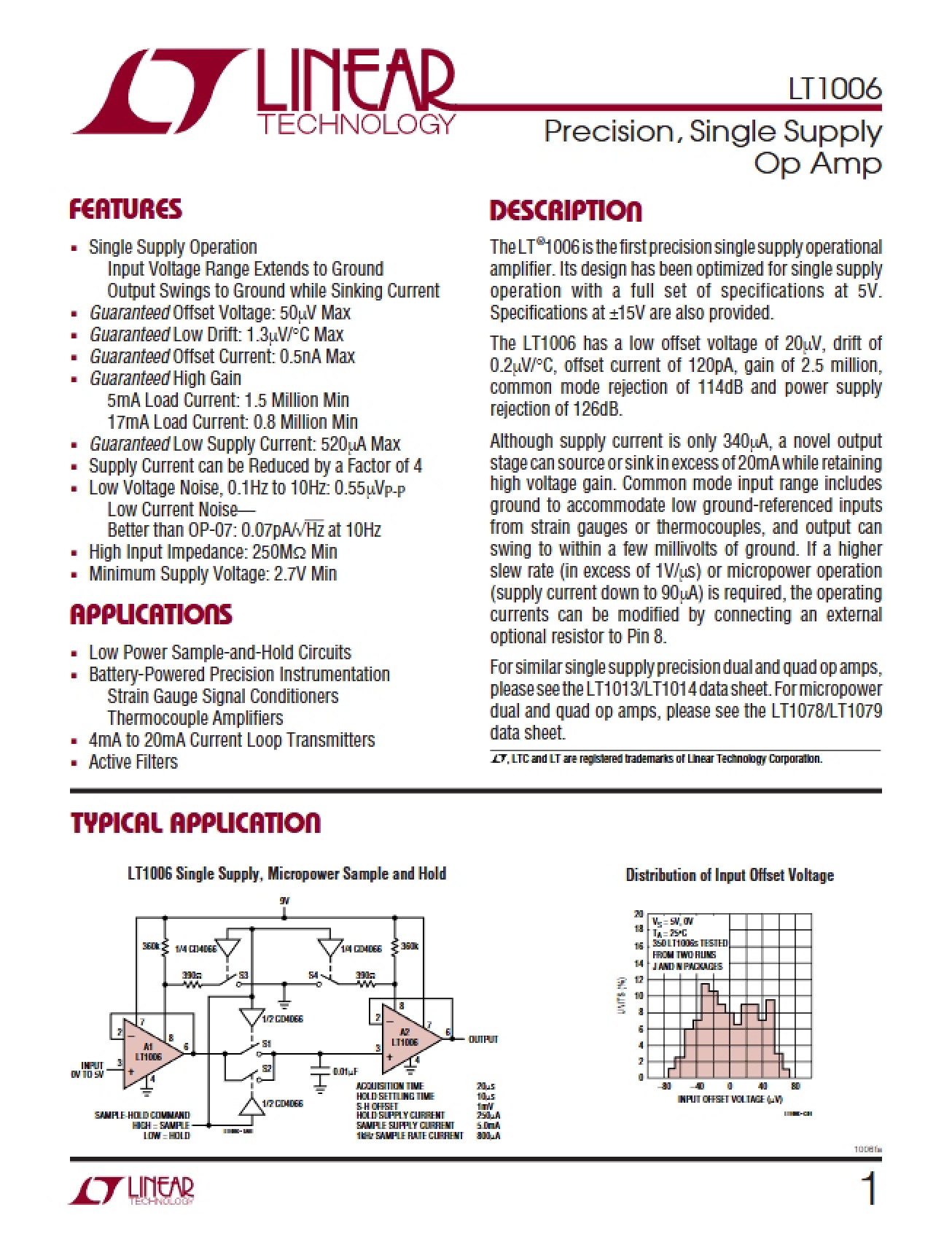 Single Supply Precision Op Amp