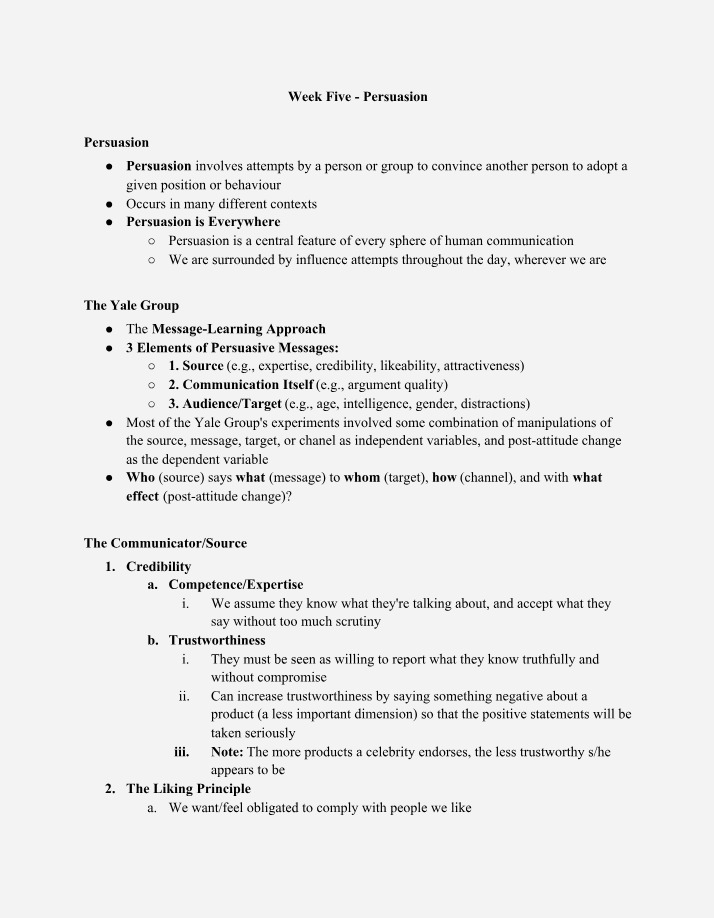 Week Five - Psychology of Persuasion