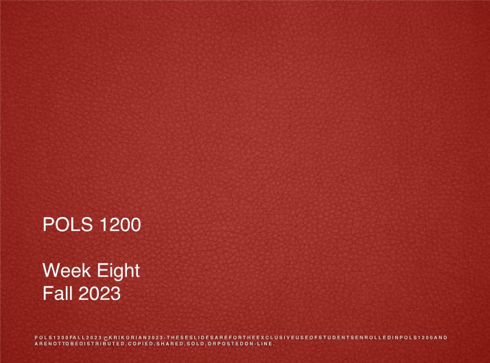 Week 8 Notes - POLS 1200