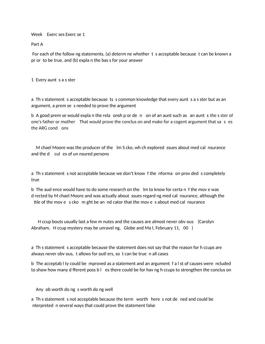 Week 3 Exercises - Part A and B