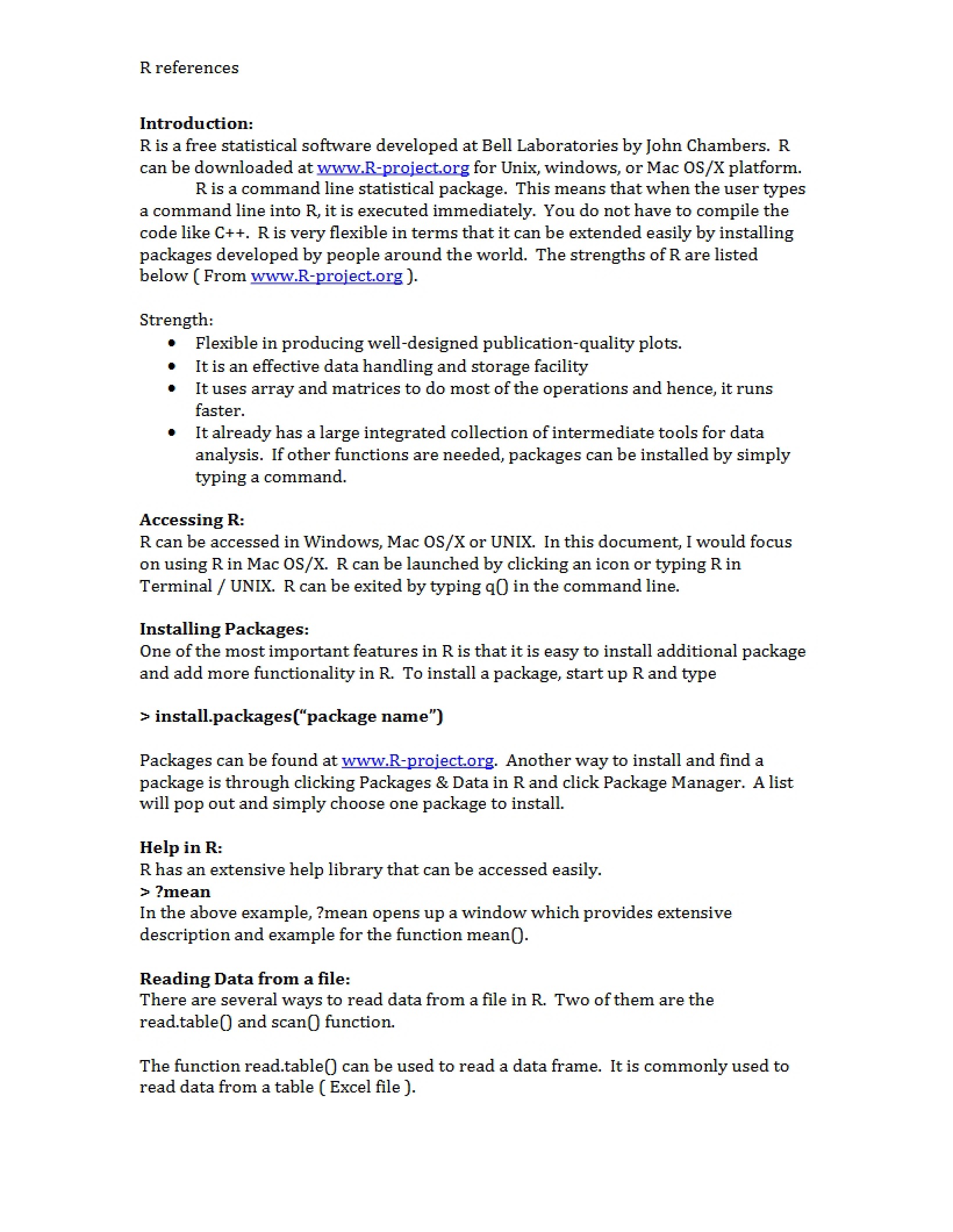 Notes for Consulting Study