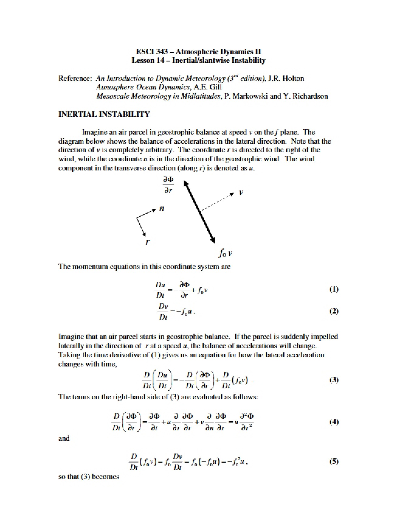 Dynamics of the Atmosphere Continuation
