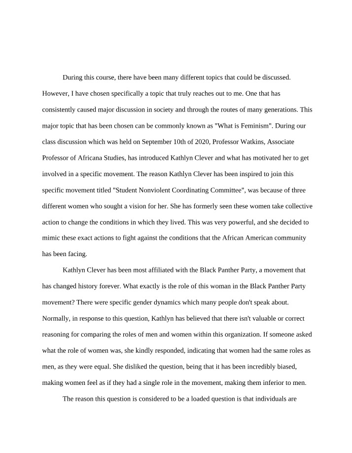 Role of Women and Feminism in the Black Panther
