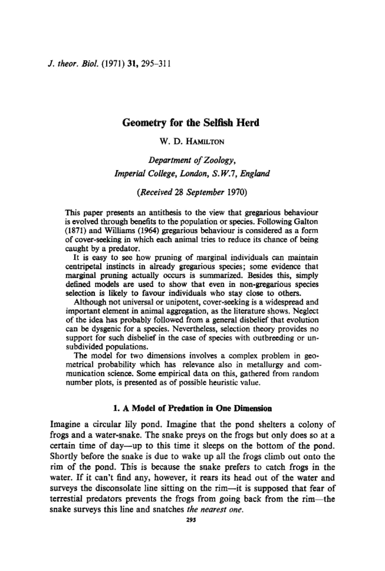 Selfish Herd Geometry