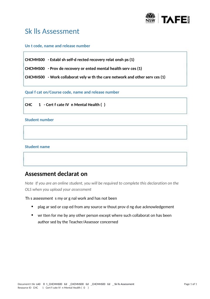 CHC43315 Skills Assessment