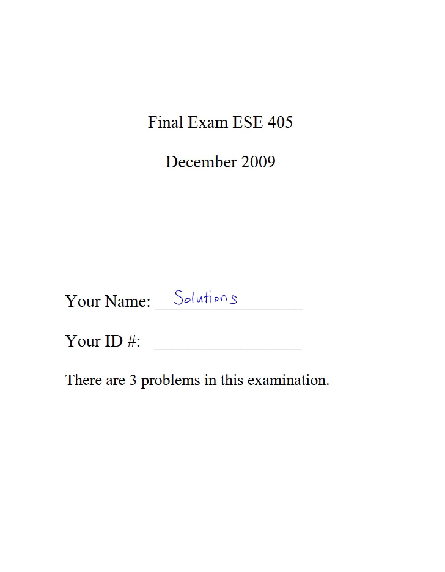 Final Examination 2009