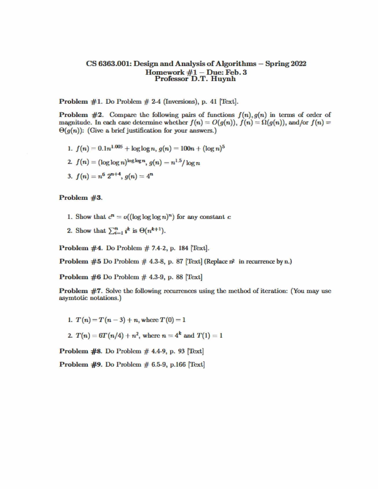 First Homework for Design of Computer Algorithms