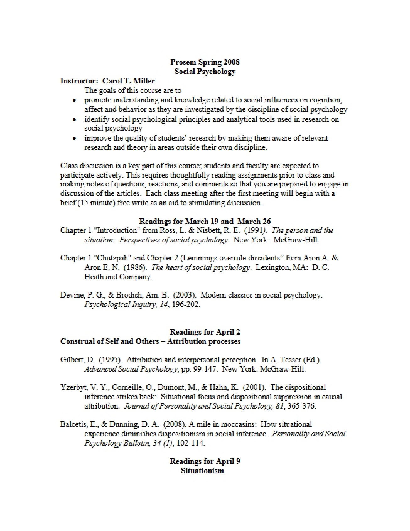 Temperament and Emotion Course Plan