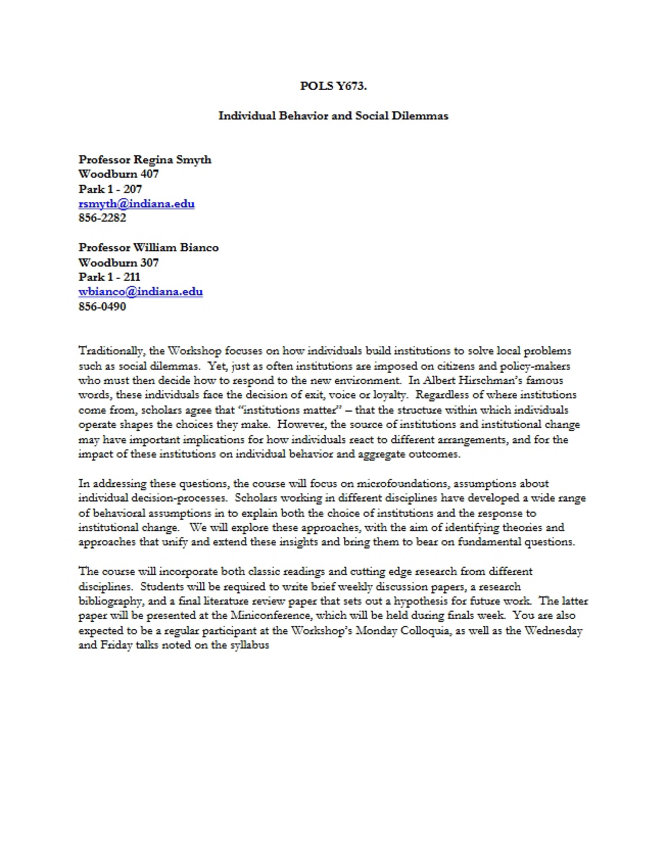 Course Syllabus (Empirical Theory)