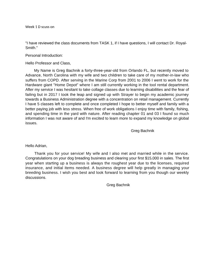 SOC450 Week 1 Discussion