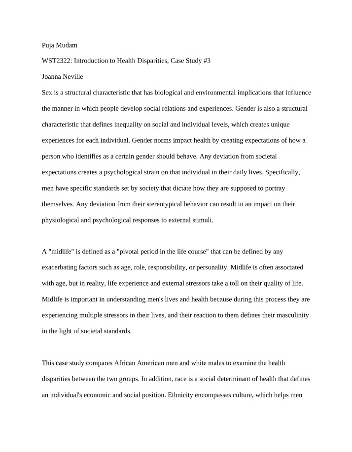 Impact of Gender and Race on Health Disparities