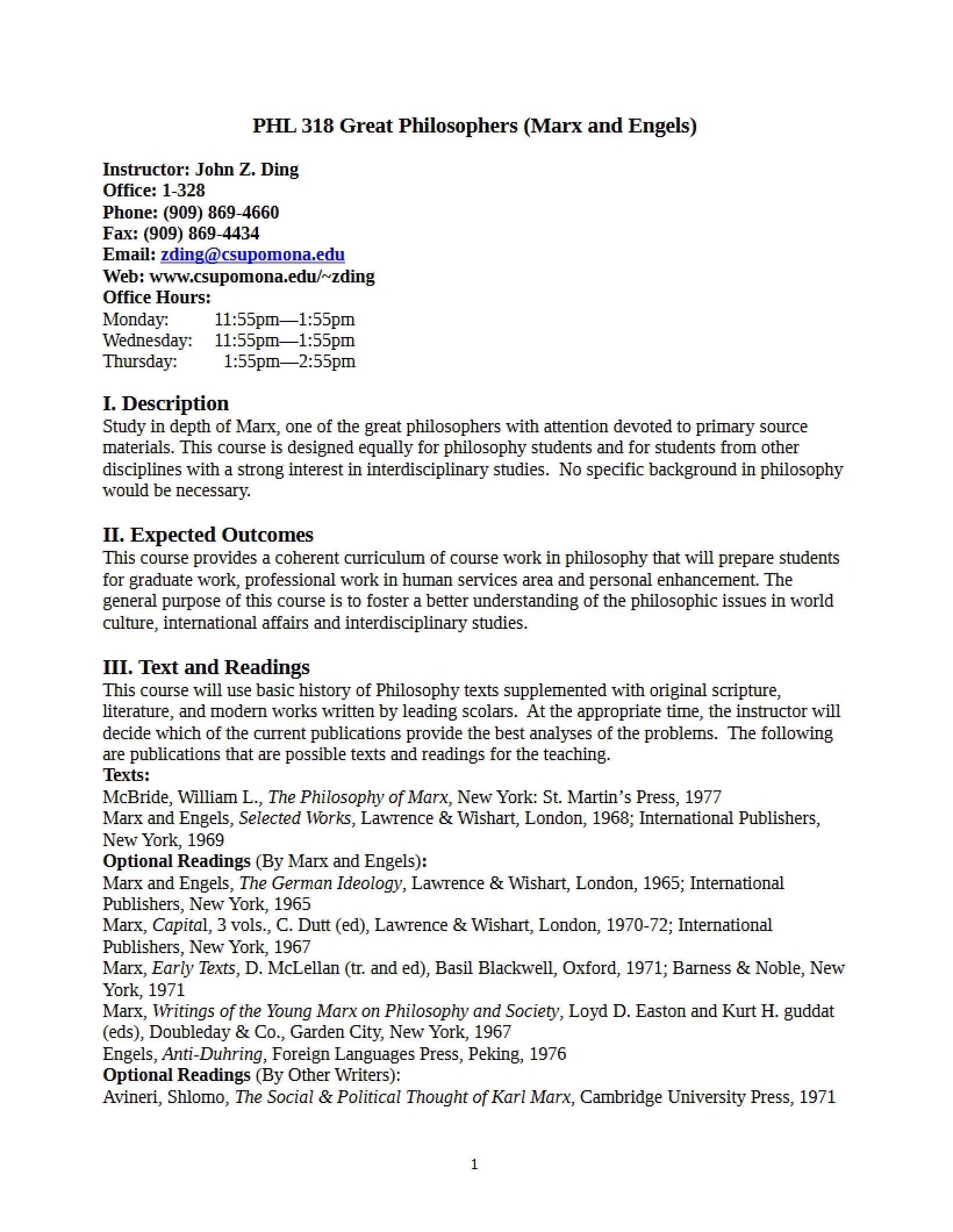 Great Philosophers Syllabus
