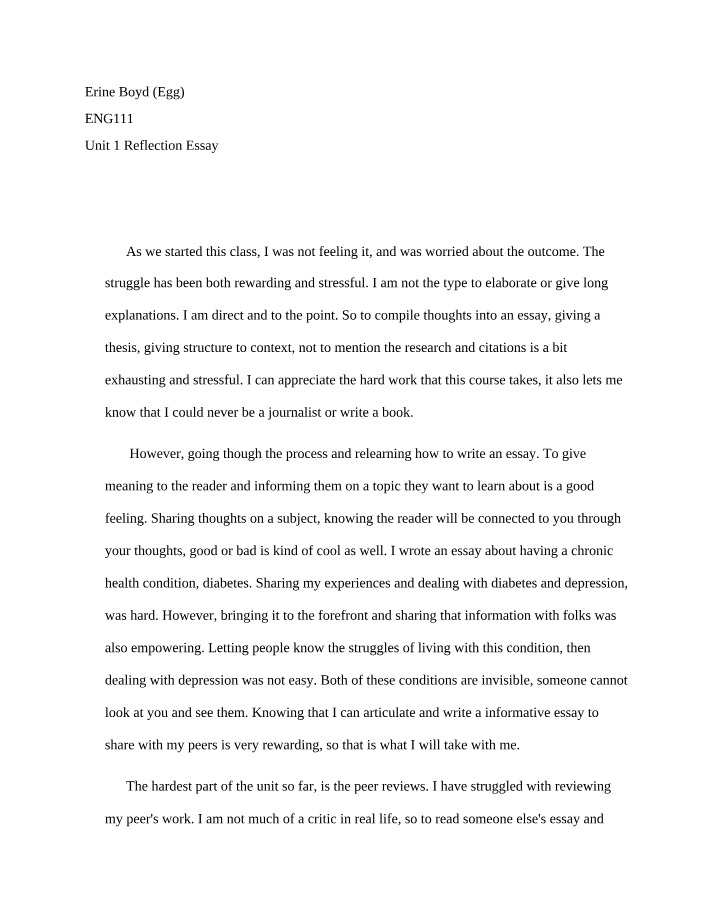 Reflection Essay for Unit 1